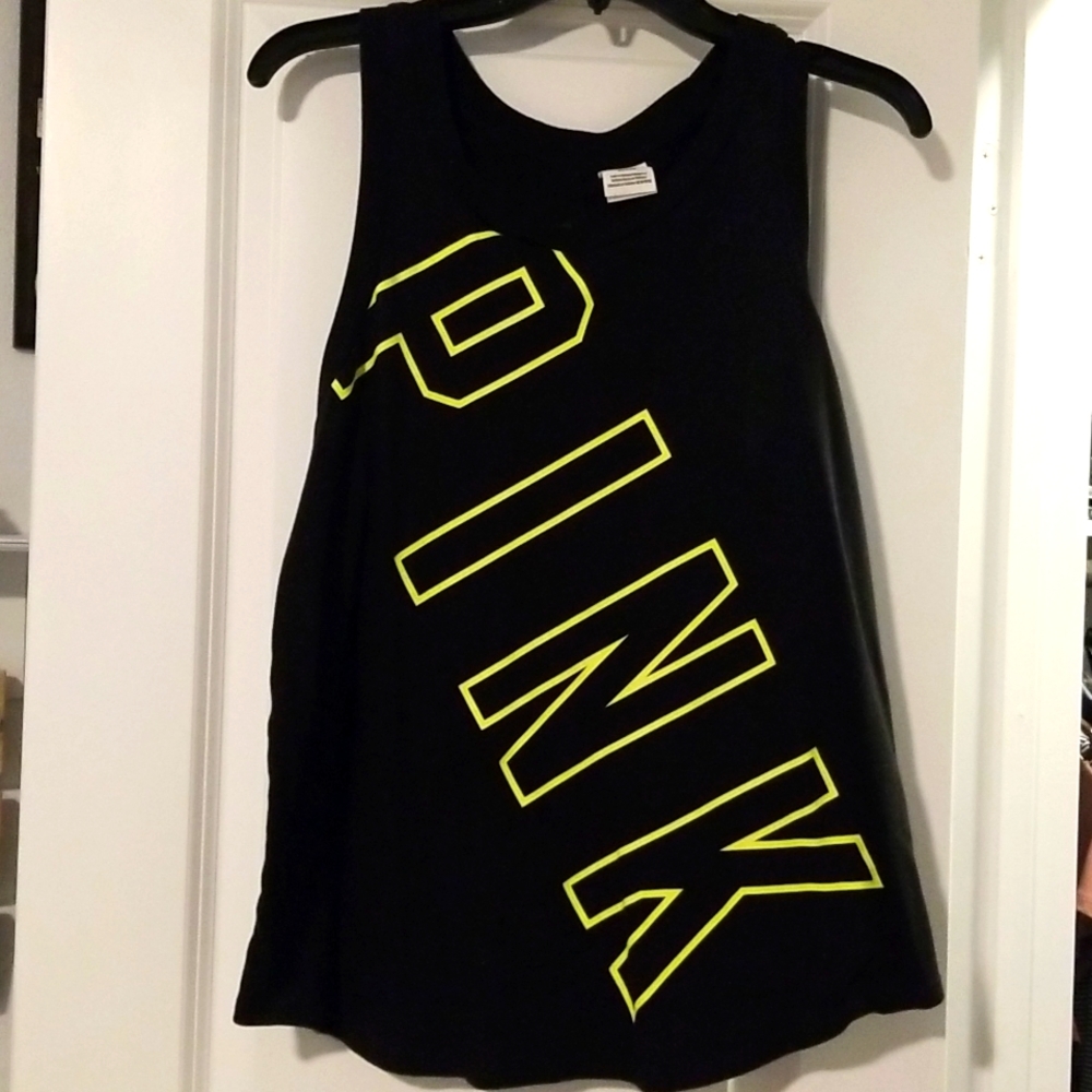 PINK black sporty tank top open back size Medium